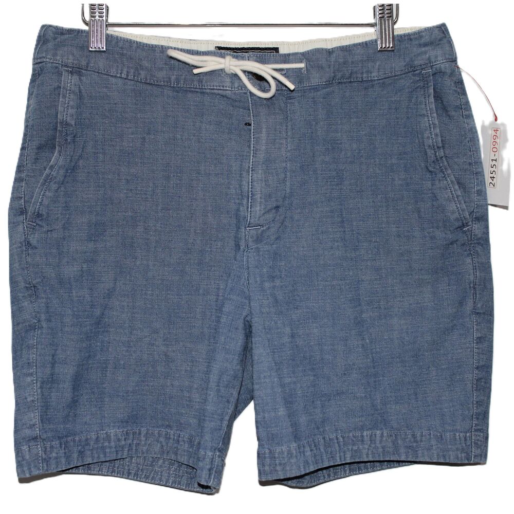 Womens Abercrombie & Fitch Blue Denim Stretch Drawstring Bermuda Shorts Size M